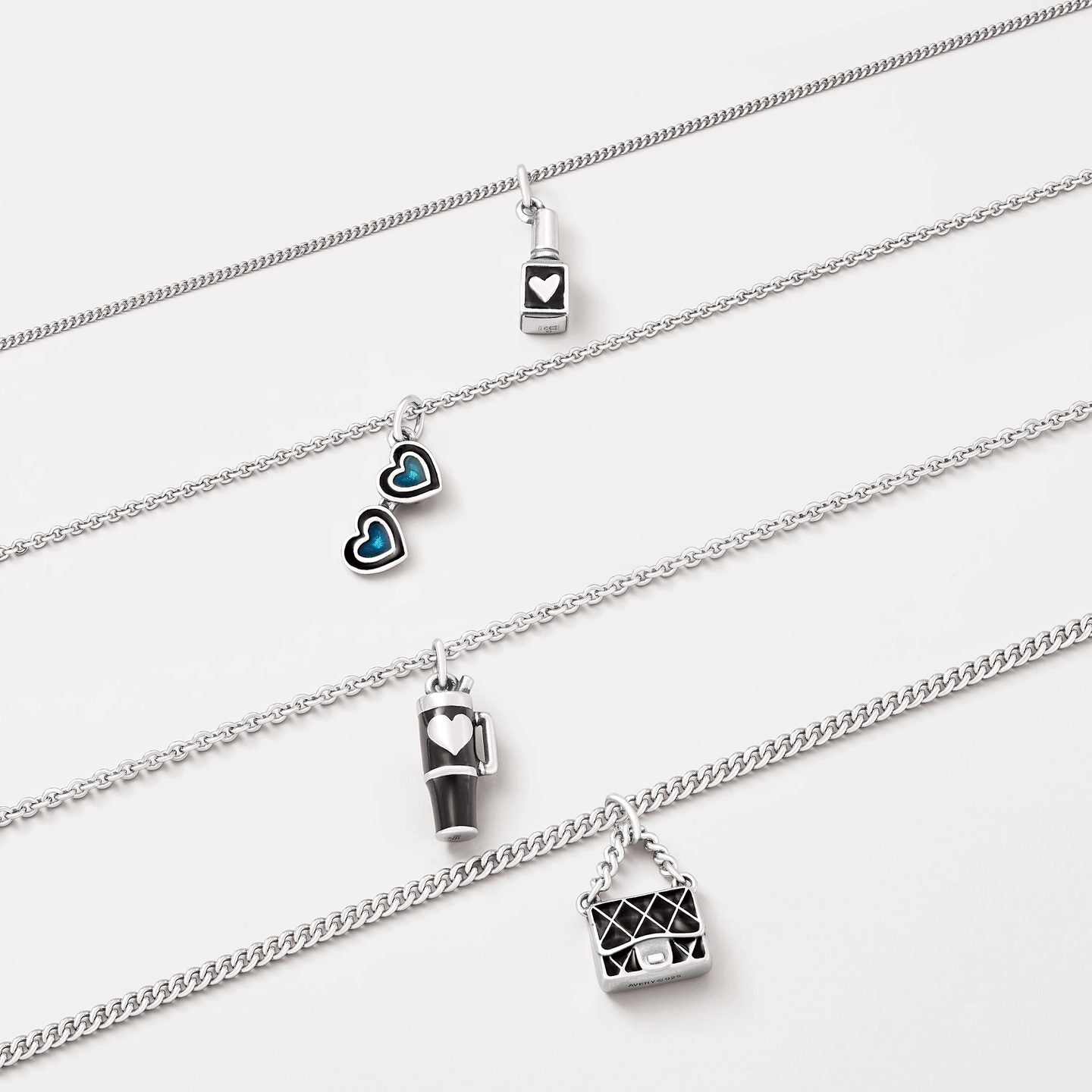 Limited edition enamel charms on chains
